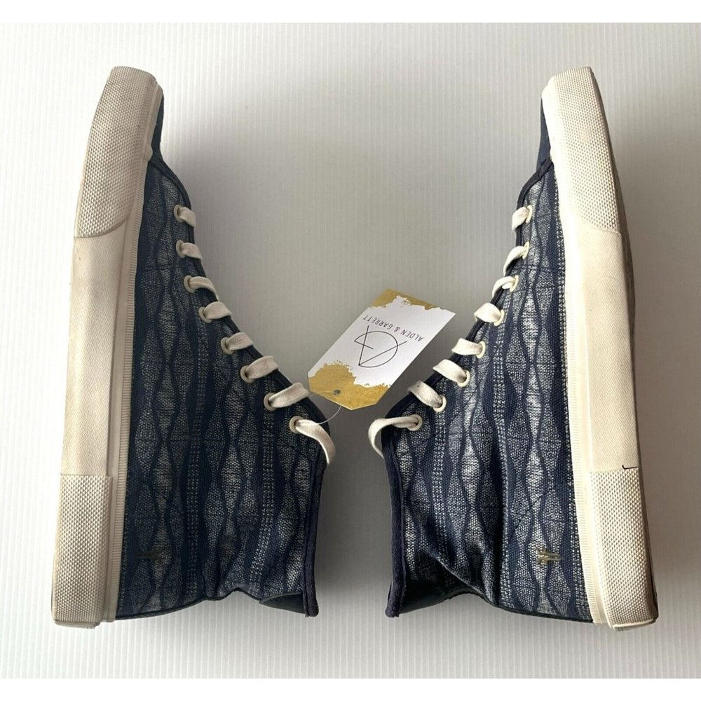 FRYE Blue Canvas High Top Sneakers w/ Geometric Print, Size 11 - Picture 8 of 12